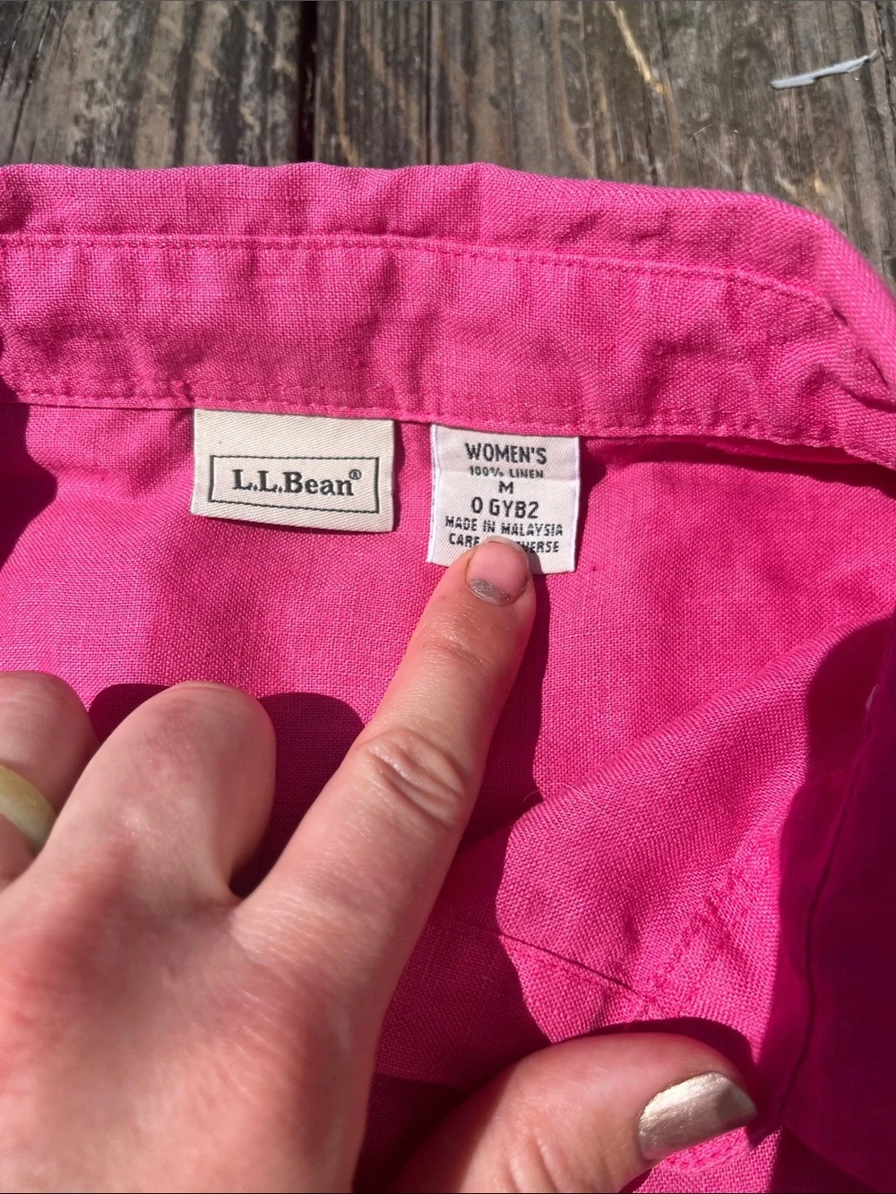 LL Bean 100% Linen Long Sleeve Button Down Pink - Picture 2 of 3